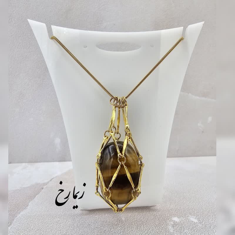 گردنبند آویز سنگ چشم ببر