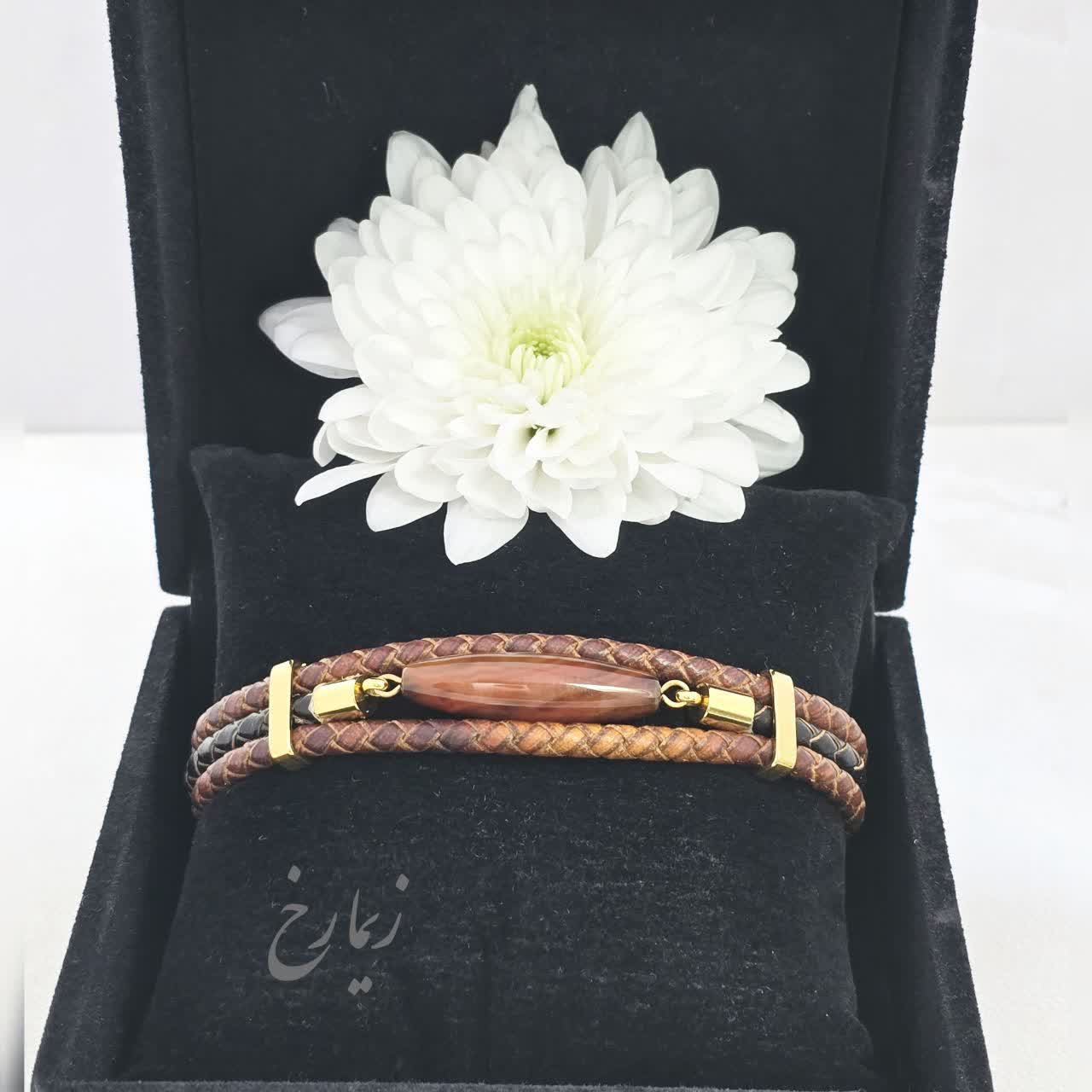 دستبند مردانه عقیق طرح رولکسی