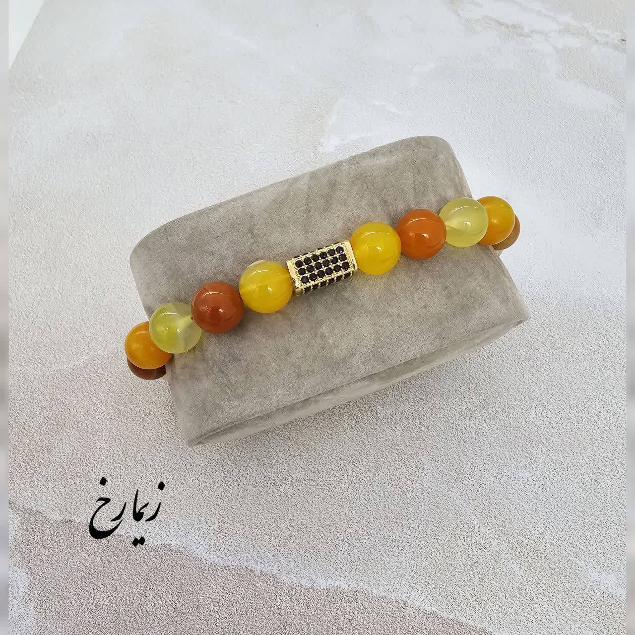 دستبند مردانه عقیق کارنلین نارنجی